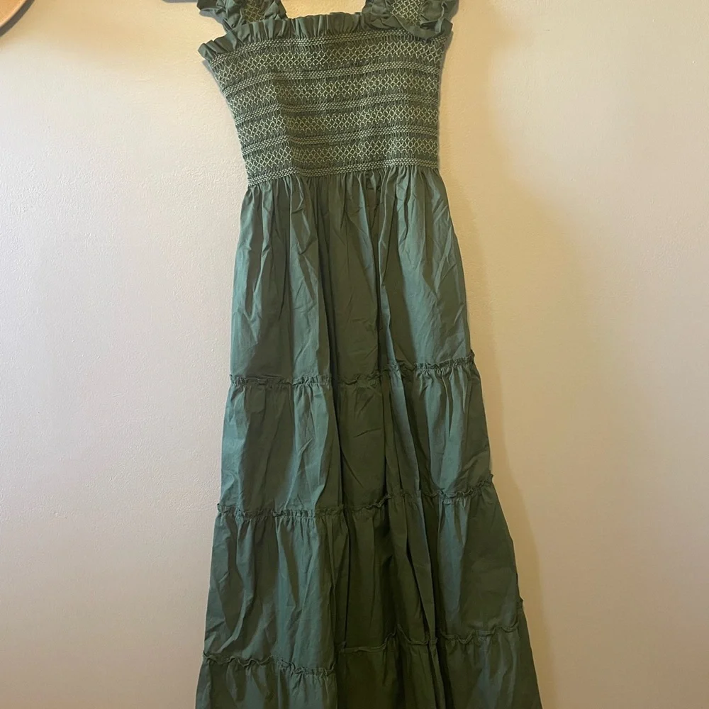 Hill House Ellie Nap Dress Green Smocked Maxi Dress - Picture 1 of 5